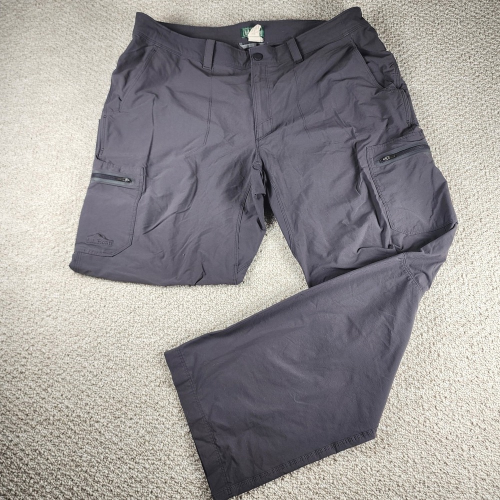 LL Bean Cargo Pants Mens 38x32 Hiking Outdoor Nylon Spandex Straight Dark Gray